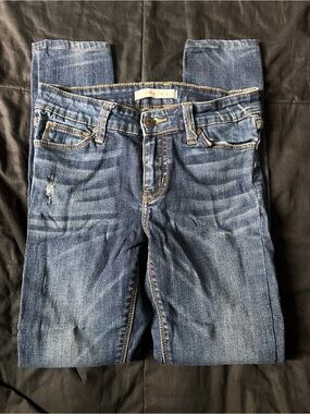 eunina Kids Dark Blue Slim Jeans with Fading